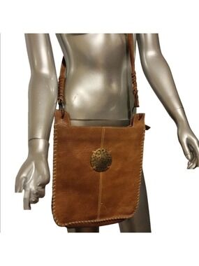 Brazil Leather Cognac Medium Crossbody Bag